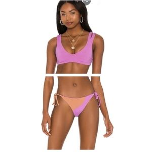 L*Space Reversible Rosebud Putty Bikini Set, One Wave Top & Dani Bottom NWT